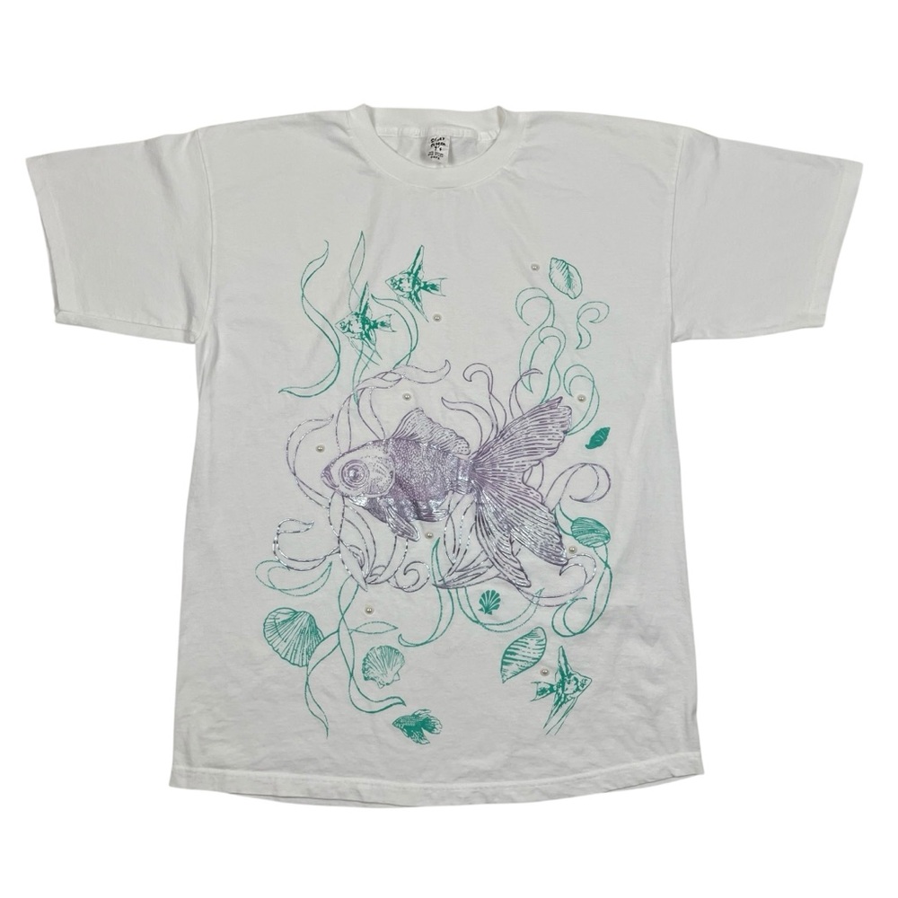 Vintage Koi Angel Fish T Shirt Beach Cover Up Dress Single Stitch Pearls USA